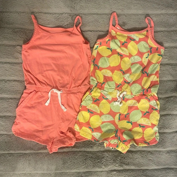 3T Amazon Essentials Pink & Citrus Tank & Shorts Romper Bundle - Picture 1 of 9